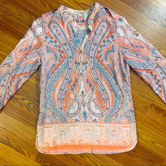 Robert Graham Tops - Robert Graham Pink & Blue Paisley Tunic Size Medium